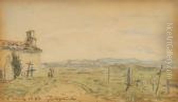 Landscape With Church, Graveyard And Distant Mountains - view 1