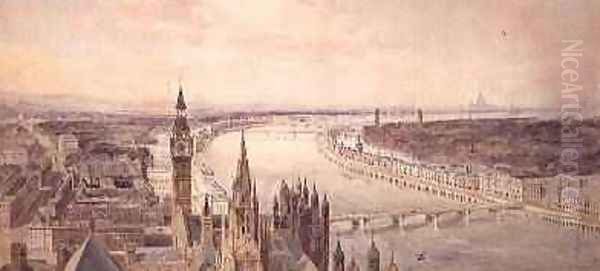 Architectural panorama of a proposed scheme for the South Bank of the Thames 1861 - view 1