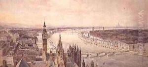 Architectural panorama of a proposed scheme for the South Bank of the Thames 1861