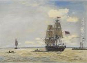 Navire Norvegien Sortant Du Port De Honfleur
