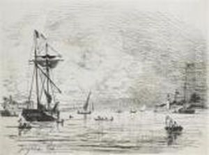 Sortie Du Port De Honfleur by Johan Barthold Jongkind