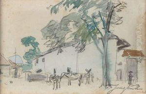 Cour De Ferme by Johan Barthold Jongkind
