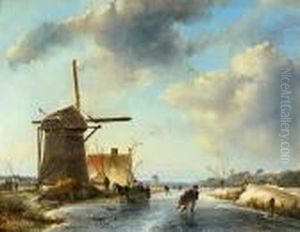 Patineurs En Hollande by Johan Barthold Jongkind