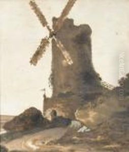 Hollandische Windmuhle by Johan Barthold Jongkind