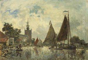 Village D'overschie: Shipping On The River Schie Off The Grotekerk, Overschie