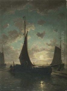 Moonlight View. by Johan Barthold Jongkind