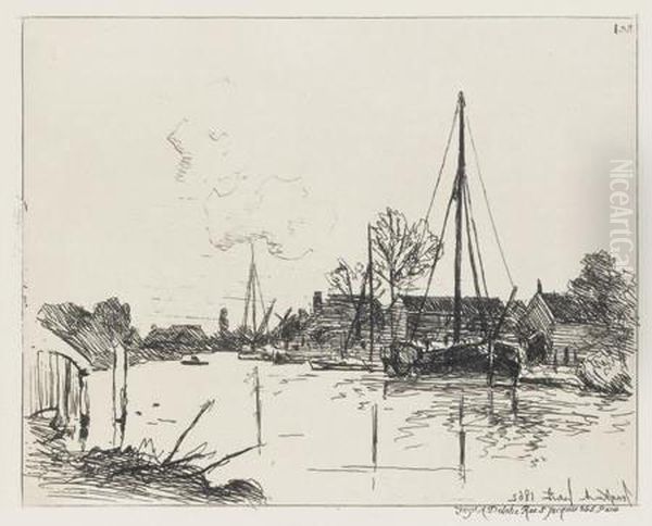 Le Canal. Planches Du Cahier Des
Six Eaux-fortes. 165 X 213. Eau-forte. Epreuve Sur Verge Avec Fond De
Teinte, A Grandes Marges - view 1