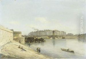 Bateaux-lavoirs Sur La Seine by Johan Barthold Jongkind