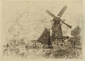 Moulins En Hollande (delteil 14) by Johan Barthold Jongkind