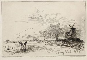 Canal De Hollande, Pres De Rotterdam (hiver) by Johan Barthold Jongkind