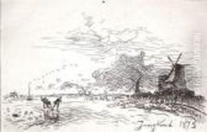 Canal De Hollande Pres De Rotterdam by Johan Barthold Jongkind