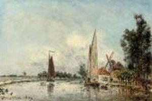 Sailing On The Schie Near Rotterdam by Johan Barthold Jongkind