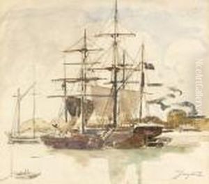 Bateaux A Quai, Honfleur by Johan Barthold Jongkind