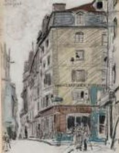 La Rue Du Petit-pont Saint-severin, Paris by Johan Barthold Jongkind