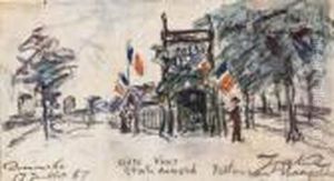 L'etoile Du Nord, Un Homme Devant Un Restaurant by Johan Barthold Jongkind