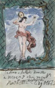 Danseuse Au Tambourin: Projet D'affiche Pour Le Casino De Nevers by Johan Barthold Jongkind