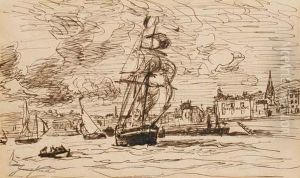 L'entree Du Port De Honfleur by Johan Barthold Jongkind