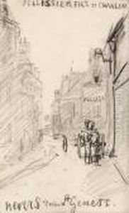 La Rue Saint-geneste A Nevers by Johan Barthold Jongkind