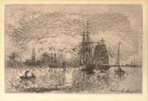 Soleil Couchant, Port D'anvers by Johan Barthold Jongkind