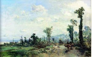 La Route De Saint Clair, Pres De Honfleur, Effet Du Matin, 1864 La Route De Saint Clair, Pres De Honfleur, Effet Du Matin, 1864