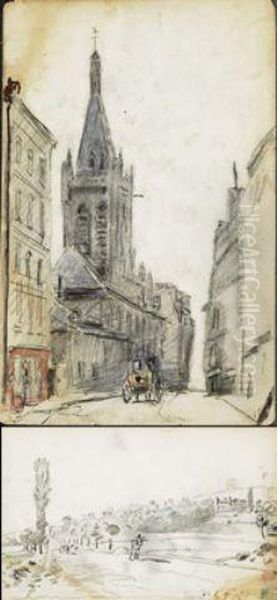 Town Scene With Carriage - view 1