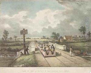 View of the Liverpool and Manchester Rail Road at the Point Where it Crosses the Duke of Bridgewaters Canal by Nicholson, F.