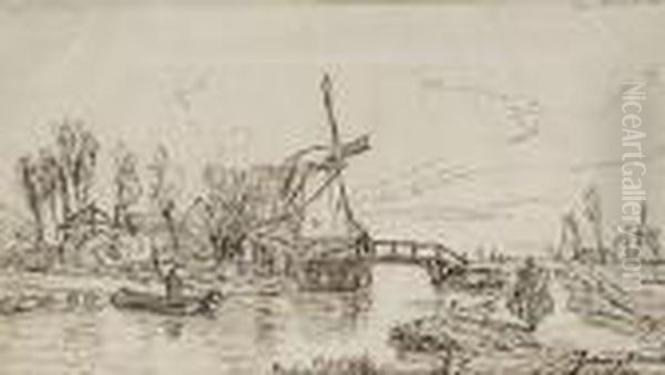 River Landscape With A Windmill - view 1