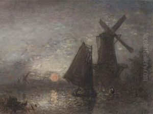 Coucher Du Soleil Au Bord Du Schie by Johan Barthold Jongkind