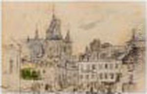 Recto And Verso: View Of A French Town by Johan Barthold Jongkind