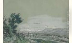Paysage A La Porteuse De Fagot Et Paysage by Johan Barthold Jongkind