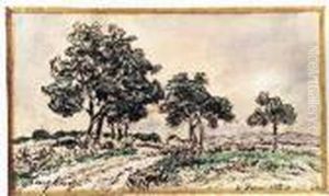 La Route Bordee D'arbres En Isere by Johan Barthold Jongkind