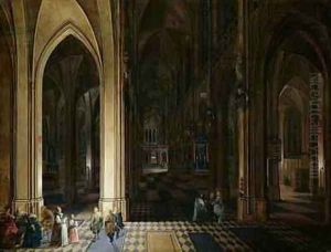 The Interior of Antwerp Cathedral by Candle and Torchlight