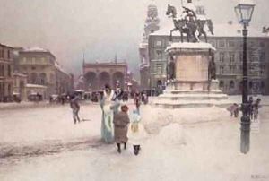 The Odeonsplatz in Munich at Wintertime 1892 by Hermann Neuber