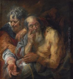Heraclitus And Democritus by Jacob Jordaens