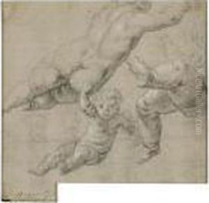 Studies Of Putti And A Female Nude Seen From Behind by Jacob Jordaens
