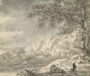 Mountainous Landscape with a Hiker by Herman Nauwincz
