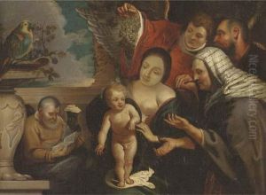The Holy Family With Saints Joachim And Anne And An Angel