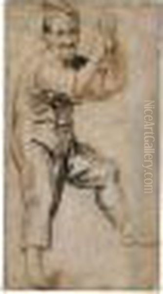 Study Of A Man Holding A Bell Rope - view 1