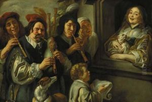 The Serenade: Musicians Serenading A Woman At A Window by Jacob Jordaens