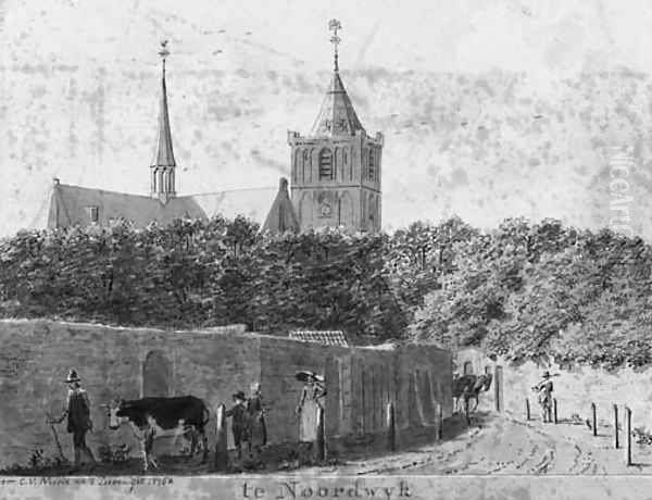 A street in Noordwijk with the Church of Saint Jeroen - view 1
