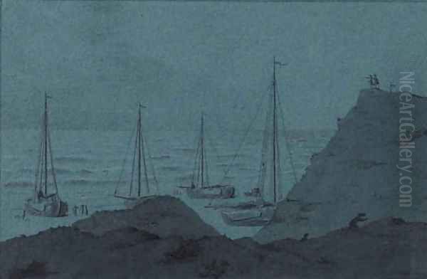 The dunes of Zandvoort, overlooking the beach with stranded fishing-boats - view 1