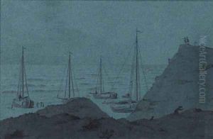 The dunes of Zandvoort, overlooking the beach with stranded fishing-boats