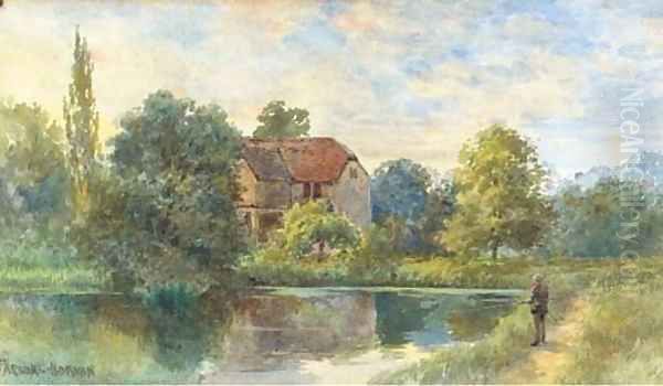 Fly-fishing before a watermill - view 1