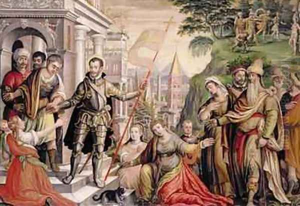 St Sebastian as an Officer of the Praetorian Guard Taking Leave of His Family his Martyrdom Beyond - view 1