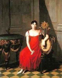 Lady with a harp lute