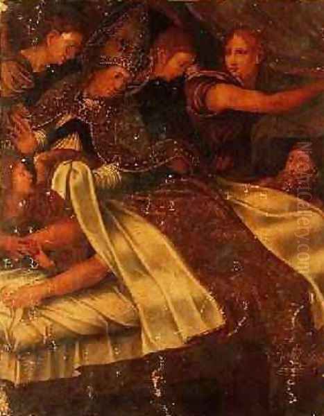 The Miraculous Healing of the King of Catalonia and Aragon, Martin 'El Humano' (1356-1410) by the Bishop of Barcelona from the St Severo Altarpiece 1541-42 - view 1