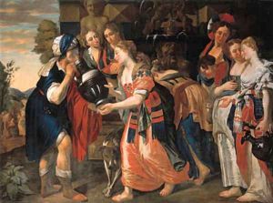 Rebecca and Eliezer at the Well by Adam Van Noordt