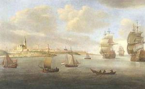 Men-o'-war and other shipping off Fort Rammekens, Flushing by Reiner Nooms (Zeeman)