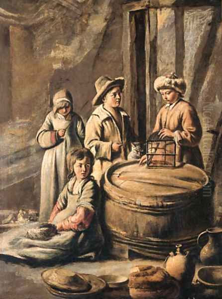 Children with a cage - view 1