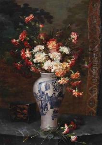 An oppulent still life in a oriental vase